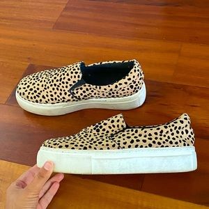 Polka dot/ leopard print platform slip on shoes
